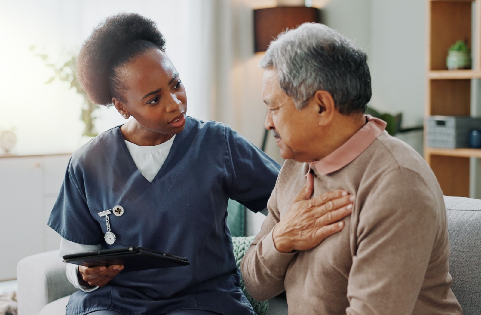 An older adult with pneumonia showing signs of confusion.